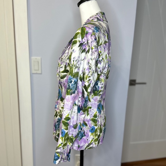 Carlisle Collection Cotton Floral Blazer Purple/blue/white. Lined SZ 10 Like New - Picture 3 of 13